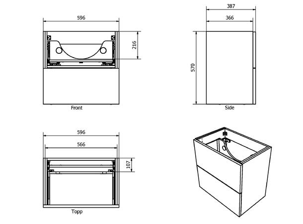 Servantskap trend MIE 60 slim 60x39x57cm oliven lakk