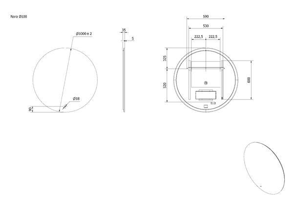 Speil NORA 100 Ø 100x3,5cm led-backlight