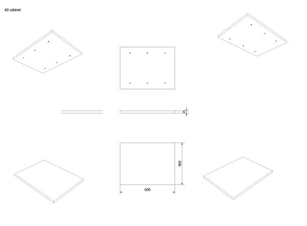 Benkeplate MDF 60 60x46cm lys eik pvc (topp kommode)