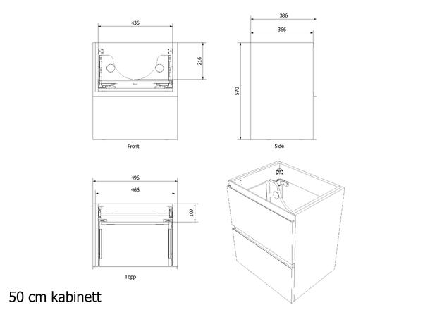 Servantskap trend MIE 50 slim 50x39x57cm oliven lakk