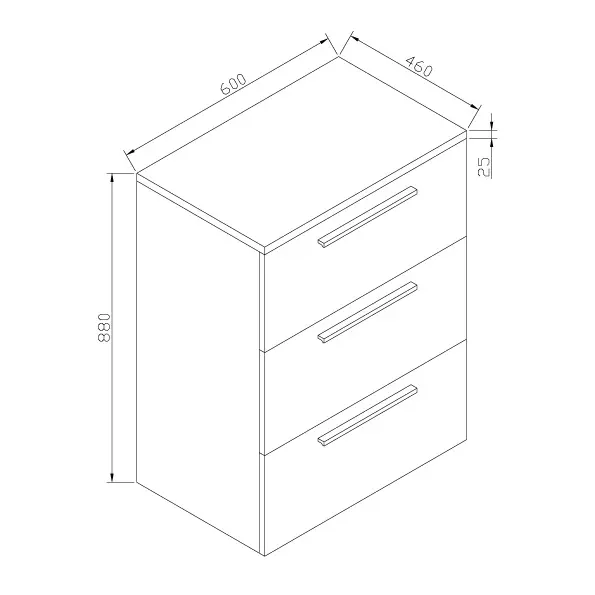 VikingBad IDA 60 kommode, sort hg Mål: 60 x 46 x 88 cm (Sort høyglans) 