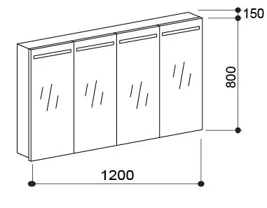 Speilskap IDA 120 120x80x15cm led-lys stikk hvit matt lakk 