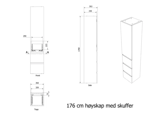 MIE 176 3S Høyskap Mix & Match 