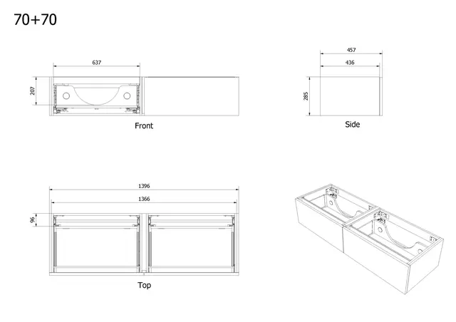 Servantskap trend MIE DEMI 140 140x46x29cm oliven lakk servant x2 