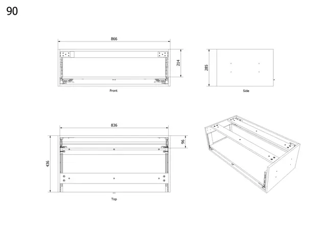 Sideskap trend MIE DEMI 90 90x46x29cm oliven lakk 