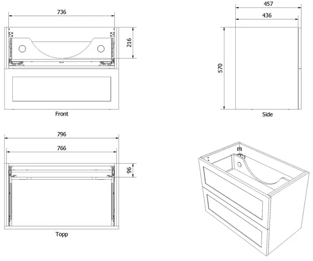 Servantskap trend MIE 80 80x46x57cm plomme lakk 