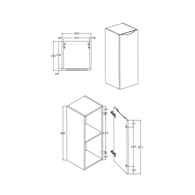 Sideskap ELI 88 88x35x35cm hvit pvc 