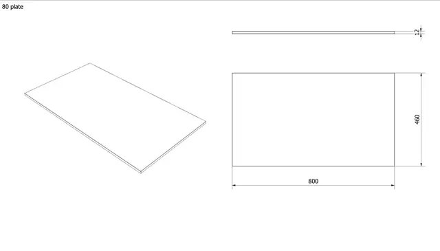 Benkeplate tosidig HPL 80 80x46cm grå og sort 