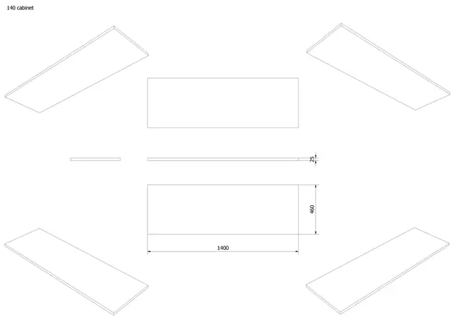 Benkeplate MDF 140 140x46cm lys eik pvc 