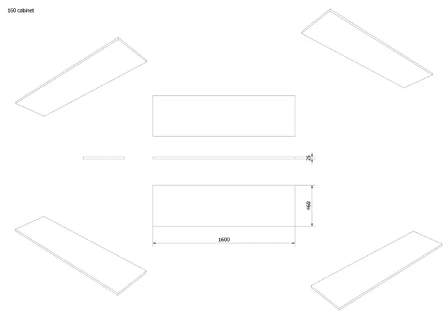 Benkeplate MDF 160 160x46cm lys eik pvc 