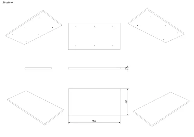 Benkeplate MDF 90 90x46cm lys eik pvc 